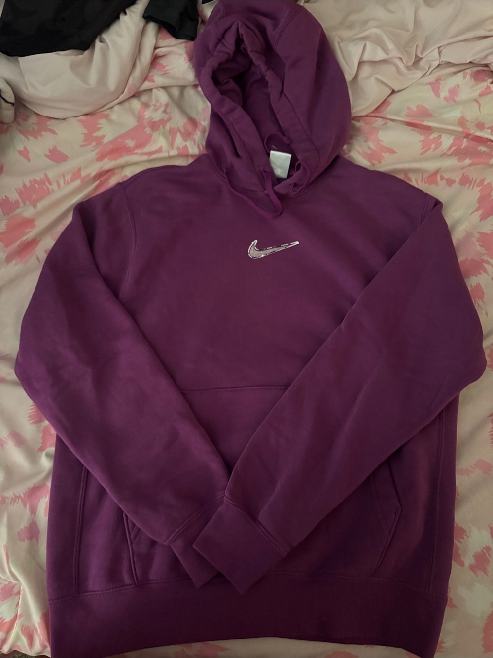 Nike Men's Purple Crewneck Hoodie with Embroidered Swoosh